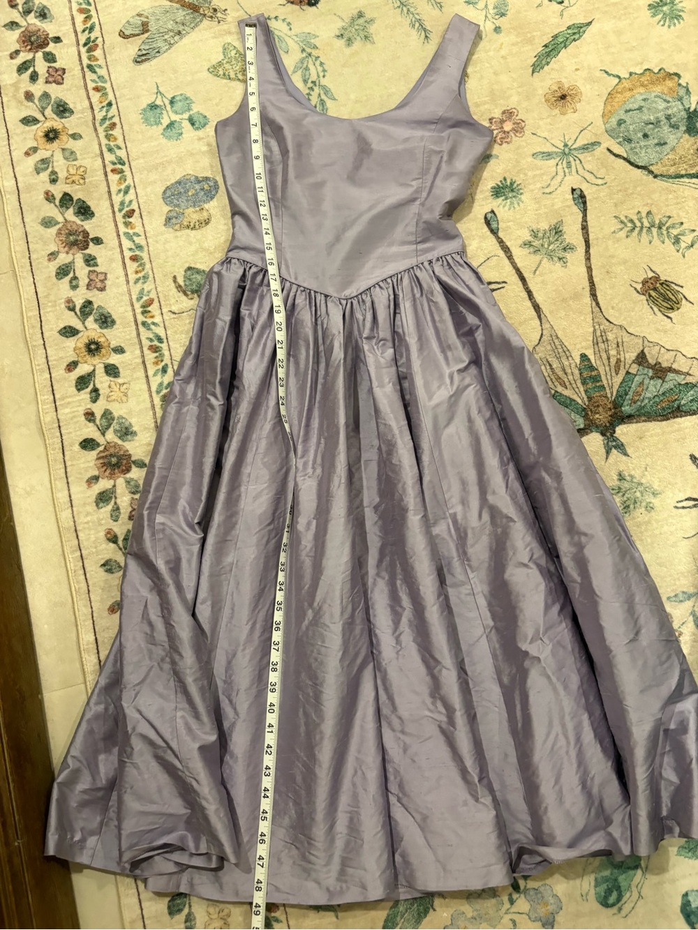 Vintage Laura Ashley Silver Lilac Silk Midi Dress RARE. - Picture 11 of 11